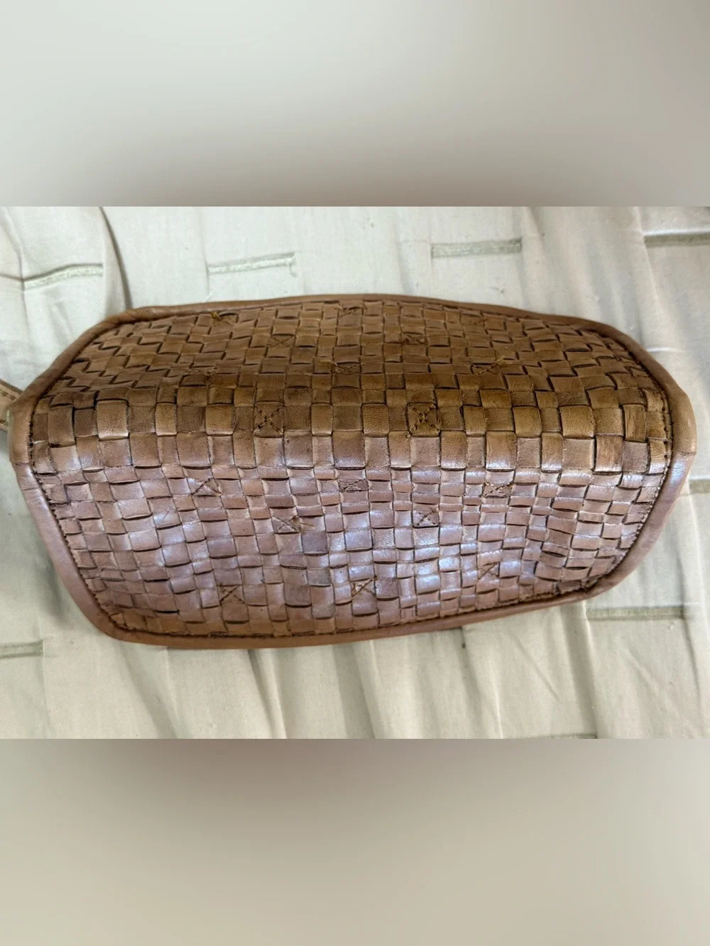 Platania Women’s Brown Woven Zip Wristlet Wallet, Credit Card, Made in Italy